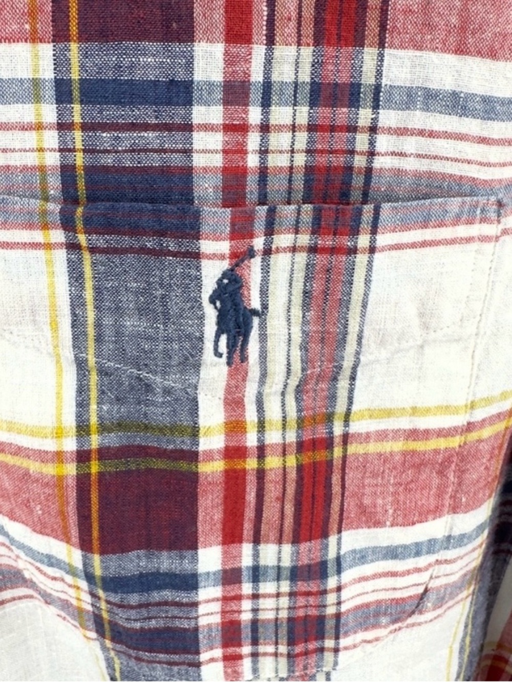 NWT Ralph Lauren Madras Red & Blue Plaid Short-Sleeve Shirt - Picture 4 of 7
